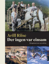 Bilete av eit bokomslag med tre bilete på boka - eit av ein familie ute med hest på marka, eit flyfoto av klyngetunet og eit av øydelagte hus etter eit snøskred.